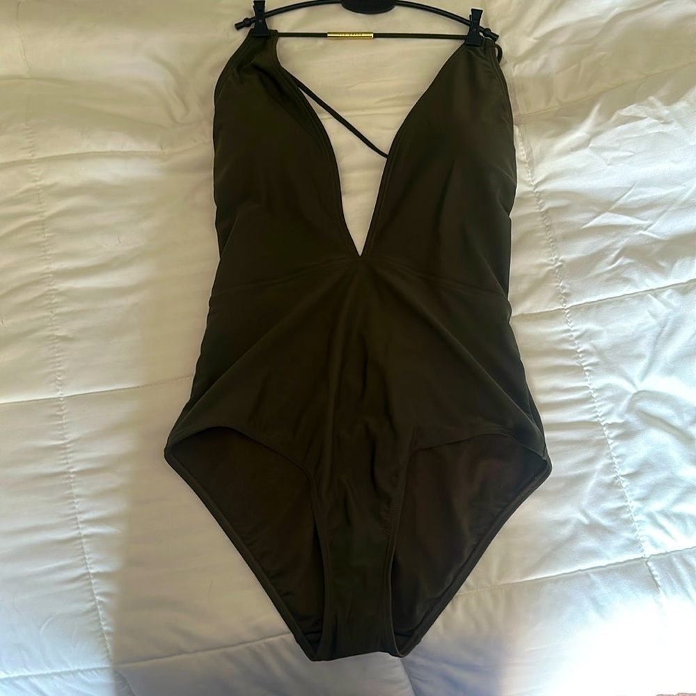 Olive green Ted Bakers one piece sexy swimsuit